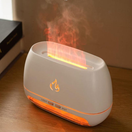 Humidificateur d'air en bois à effet de flamme simulée, idéal comme cadeau