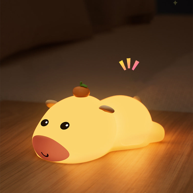 Lying Capybara Squishy Silicone Night Light Soft Glow Cute Collectible Perfect Gift