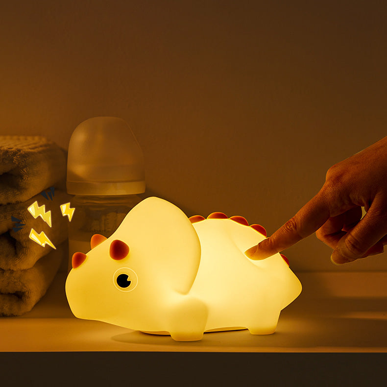Squishy Silicone Triceratops LED Night Light - Perfect Gift for Kids and Girls