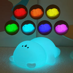Veilleuse Chubby Bear 8 couleurs LED Squishy Silicone Tap Lamp Meilleur cadeau pour bébé et fille