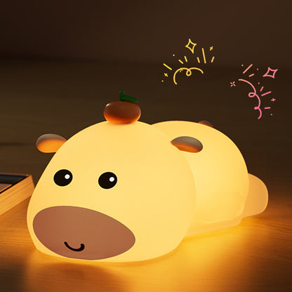Lying Capybara Squishy Silicone Night Light Soft Glow Cute Collectible Perfect Gift