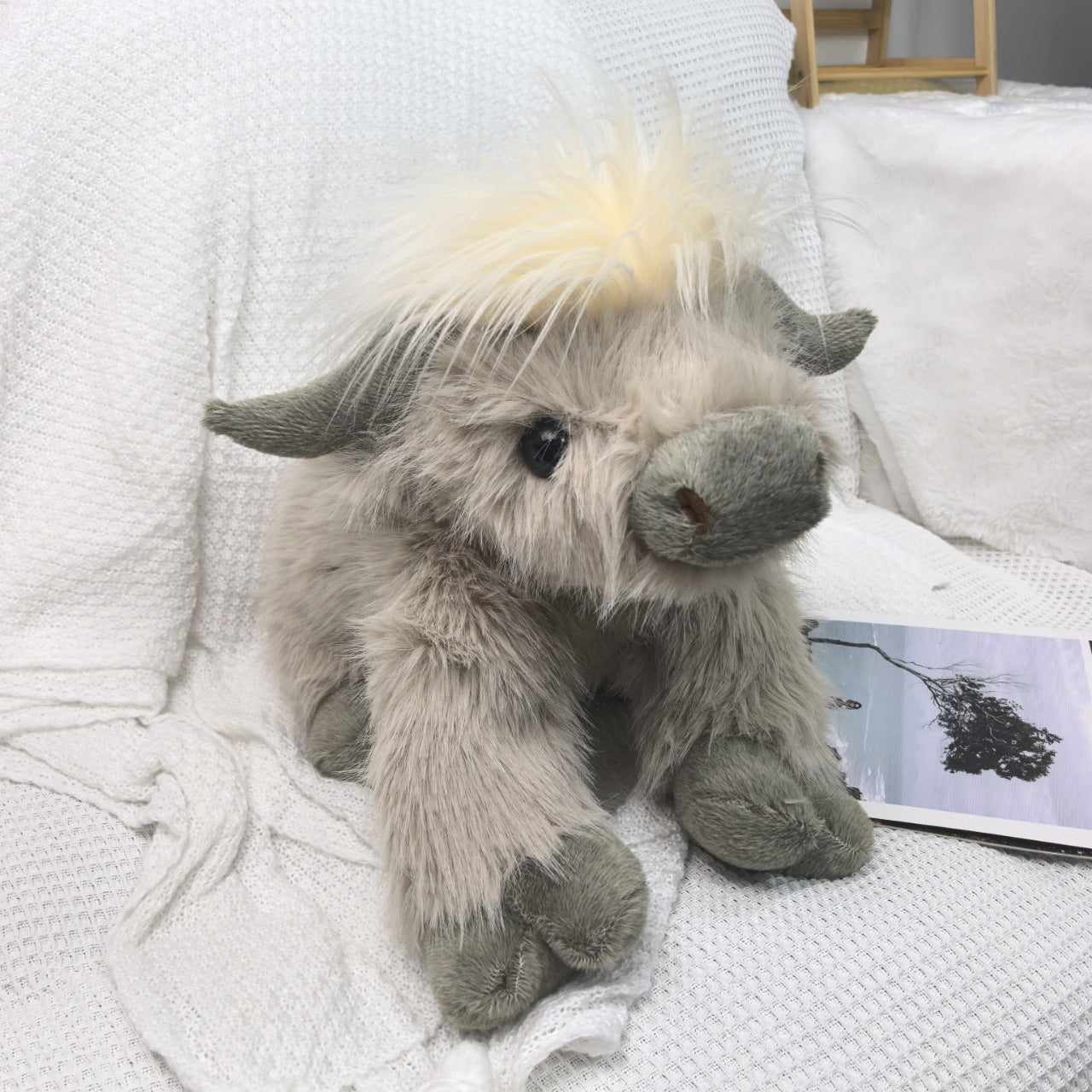 Highland Cow Gray Weighted Stuffed Animal