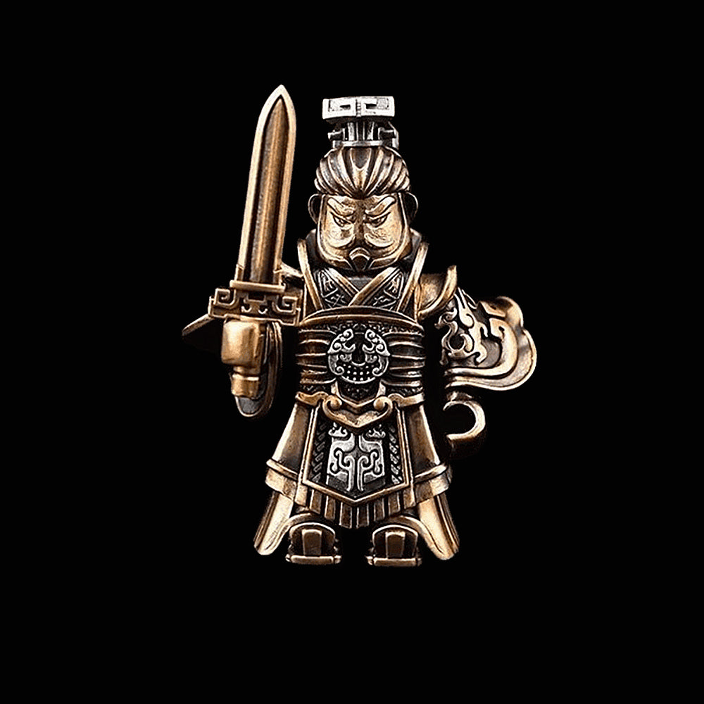 Crusader Figurine Detachable Bronze Bull-Helm Knight Statue Set