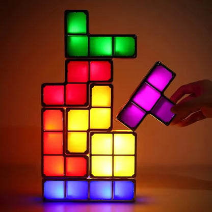 DIY Tetris Stackable Night Light LED Puzzle Gift 7 Colors 3D Tangram Light