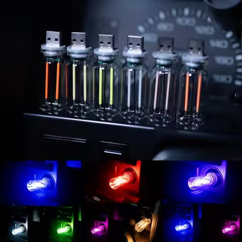 USB LED Glass Bottle Colorful Ambient Night Light
