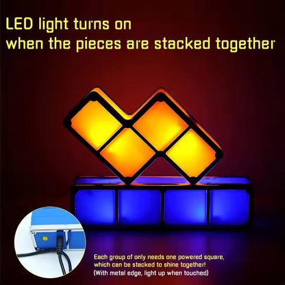 DIY Tetris Stackable Night Light LED Puzzle Gift 7 Colors 3D Tangram Light