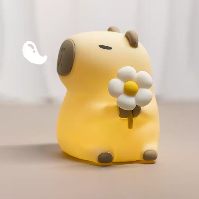 Veilleuse en silicone souple en forme de fleur de Capybara – Cadeau idéal pour les enfants et les filles