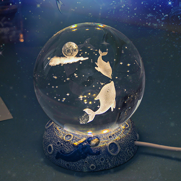 Dreamy Crystal Ocean Globe Night Light Astronaut  Moon Healing Gift