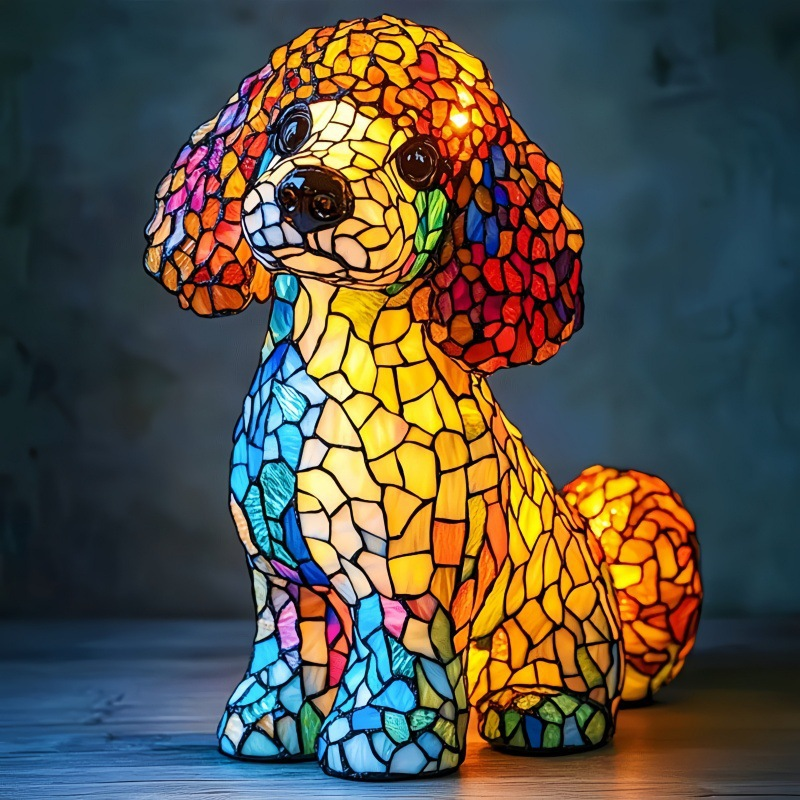 Dog Puppy Resin Colorful Lamp Series Art Night Light Gift