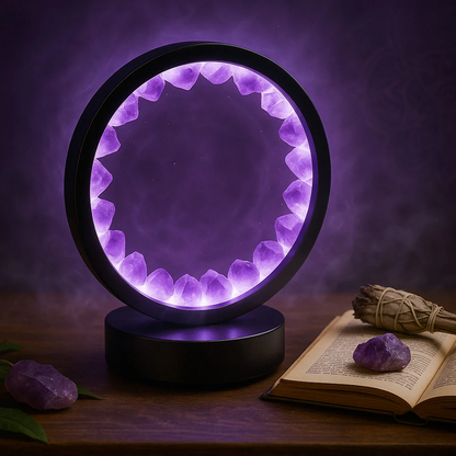 Amethyst Energy Crystal Cluster Ring Light Circle of Calm Healing Inner Peace