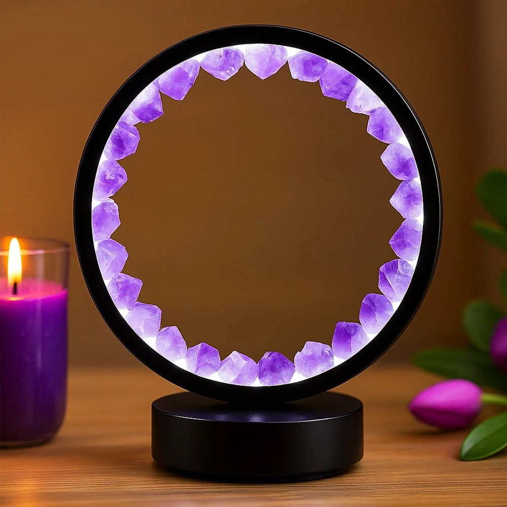 Amethyst Energy Crystal Cluster Ring Light Circle of Calm Healing Inner Peace