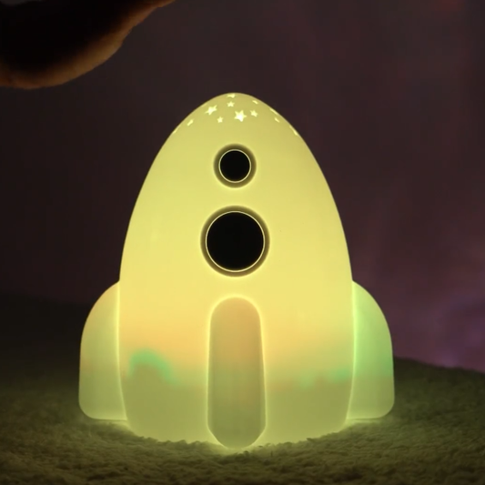 Squishy Silicone Rocket Wave Starry Sky LED Night Light - Perfect Gift for Kids and Girls