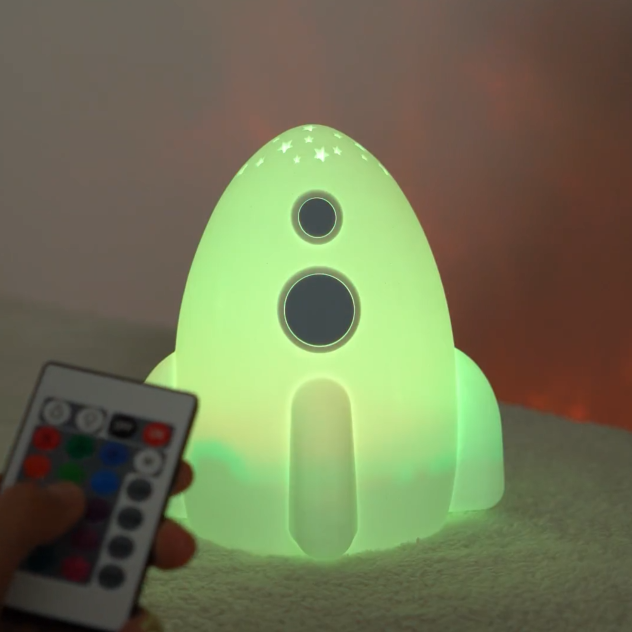 Squishy Silicone Rocket Wave Starry Sky LED Night Light - Perfect Gift for Kids and Girls
