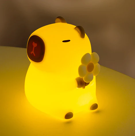 Sleeping Capybara Breathing Squishy Silicone Companion Sound LED Night Light Perfect Gift
