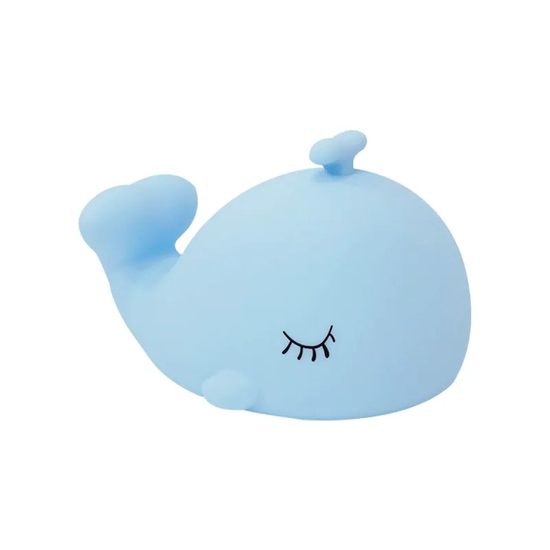 Whale with Water Spout and Ocean Dream Style Silicone Squishy Night Light Gift Cute Rounded Perfect Gift