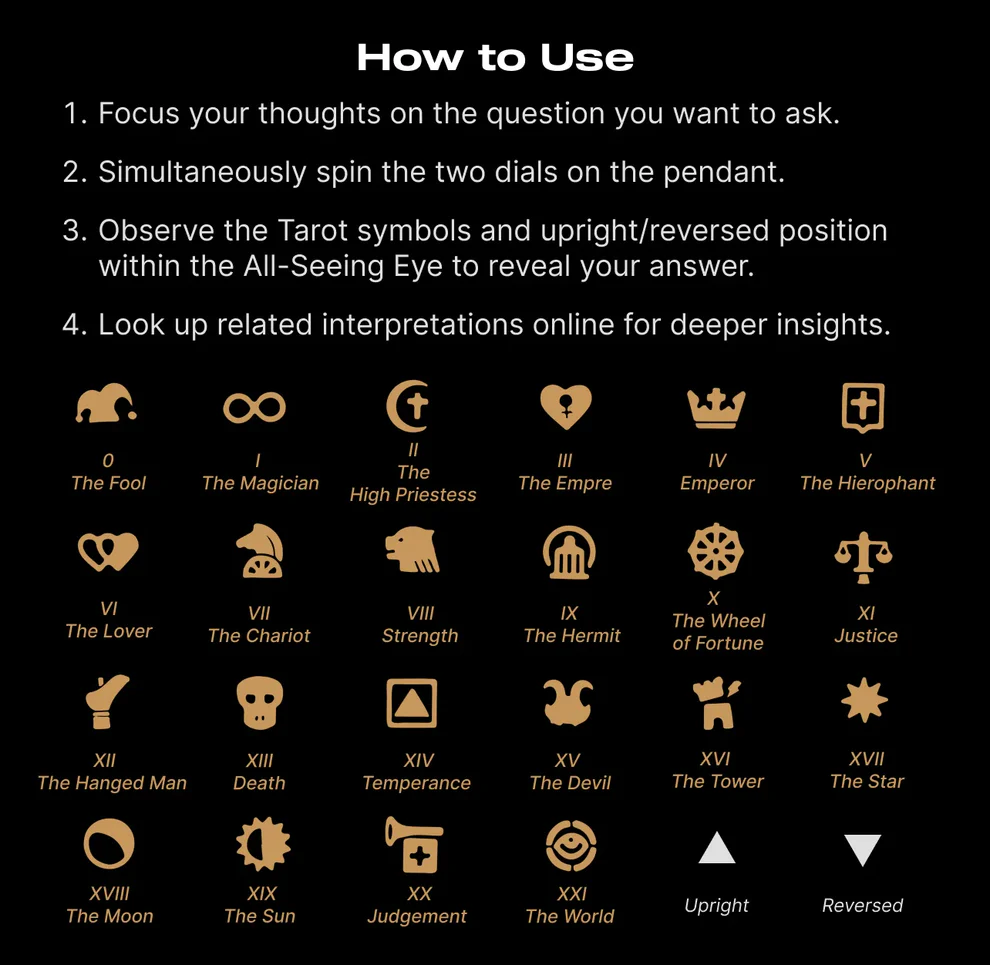 Tarot & All-Seeing Eye Wheel – Unveil the Mysteries of Fate Pendant