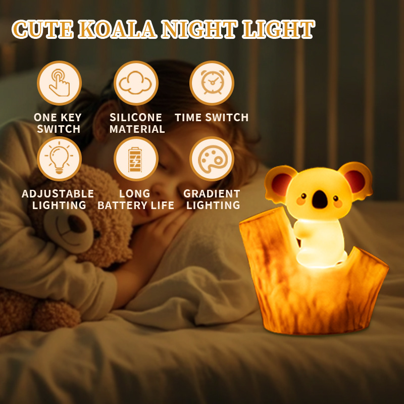 Huggwaii Mini Koala on Tree Branch Silicone Squishy Night Light Cute Perfect Gift