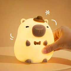 Huggwaii Capybara Silicone Squishy Night Light with Mini Hat and Bow Tie Perfect Gift