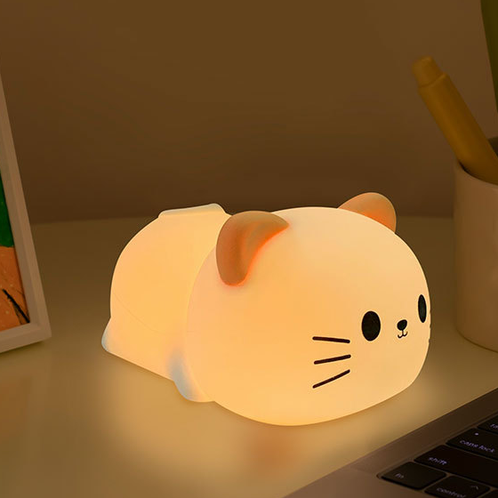 Lazy Cat Silicone Squishy Night Light Perfect Gift Sleep Companion Stress Relief