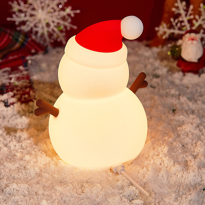 Cute Snowman Silicone Squishy Night Light Perfect Gift Christmas Decor
