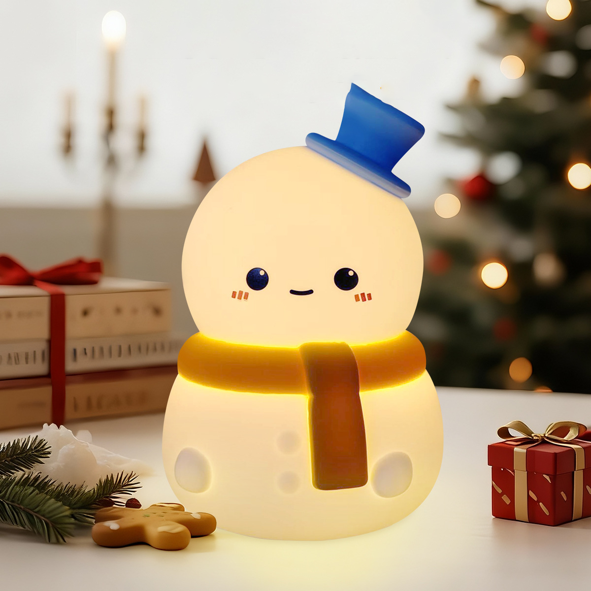 Snowman Christmas Edition Silicone Squishy Night Light Holiday Glow Gift-Ready Seasonal