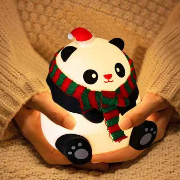 Panda Christmas Edition Silicone Squishy Night Light Holiday Glow Gift-Ready Seasonal