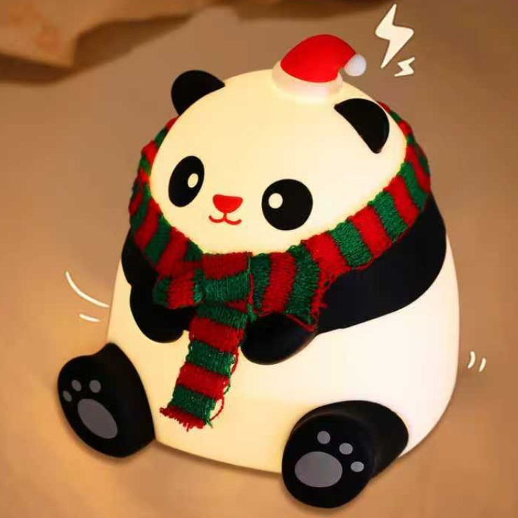Panda Christmas Edition Silicone Squishy Night Light Holiday Glow Gift-Ready Seasonal