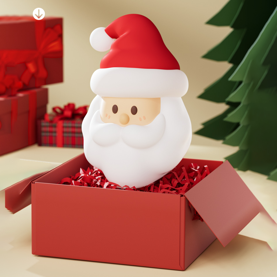 Santa Claus Christmas Edition Silicone Squishy Night Light Holiday Glow Gift-Ready Seasonal