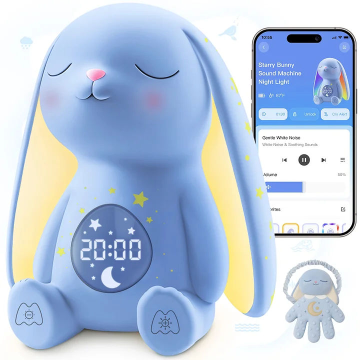 MeWaii® White Noise Sound Machine with Baby Soothing Palm Hand Night Light App Control