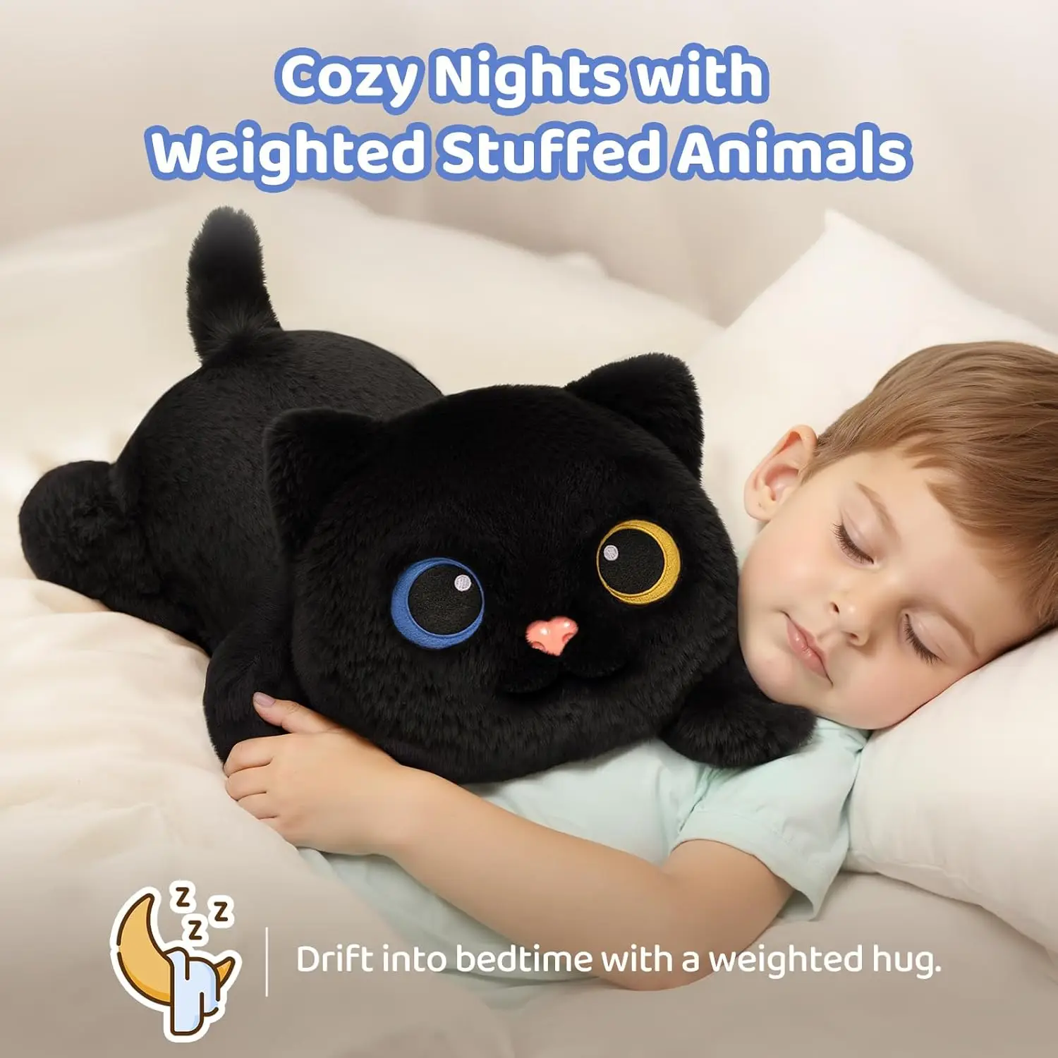 Mewaii® 5lb Weighted Stuffed Animals with Microwavable Heating Pad -  Adjustable, Heatable & Coolable Plush for Realistic Hug（Black Cat，23 INCH）