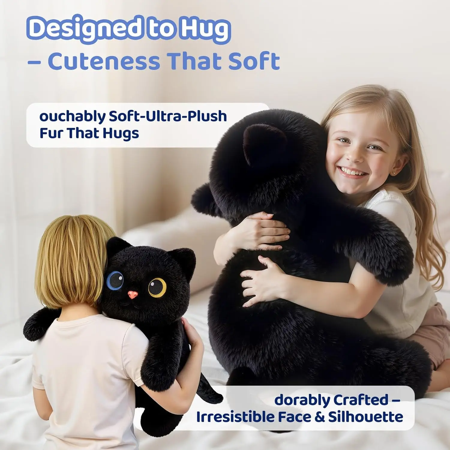 Mewaii® 5lb Weighted Stuffed Animals with Microwavable Heating Pad -  Adjustable, Heatable & Coolable Plush for Realistic Hug（Black Cat，23 INCH）