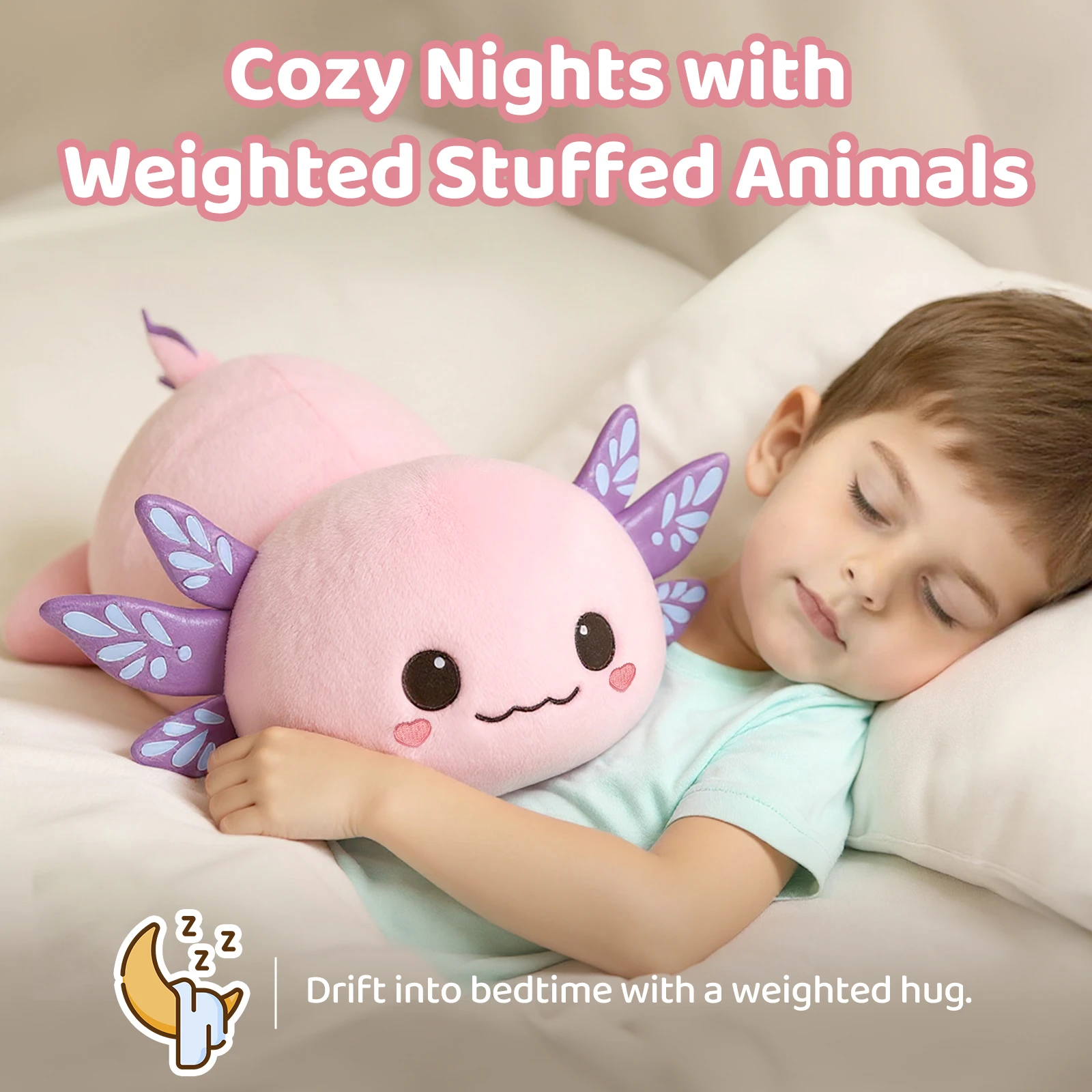 MeWaii® Weighted Stuffed Animals 4.0 Lbs – Axolotl Plush, Microwavable Plush Heating Pad for Removable Inner Pad, Gift for Kids & Adults