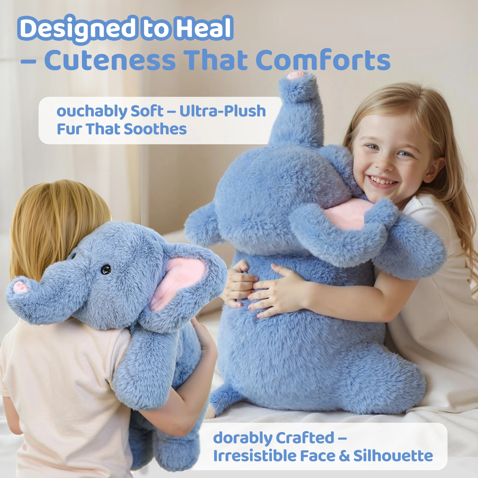 MeWaii® 5lbs Elephant Weighted Stuffed Animal  – Microwavable Plush Heating Pad for Removable Inner Pad, Relaxing Best Gift