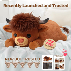 MeWaii® Highland Cow Weighted Stuffed Animal 5lbs – Microwavable Plush Heating Pad for Anxiety Relief, Cramps & Sleep Gift
