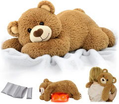Mewaii® 5lbs Brown Bear Weighted Stuffed Animal  – Microwavable Plush Heating Pad for Removable Inner Pad, Best Gift Kids & Adults