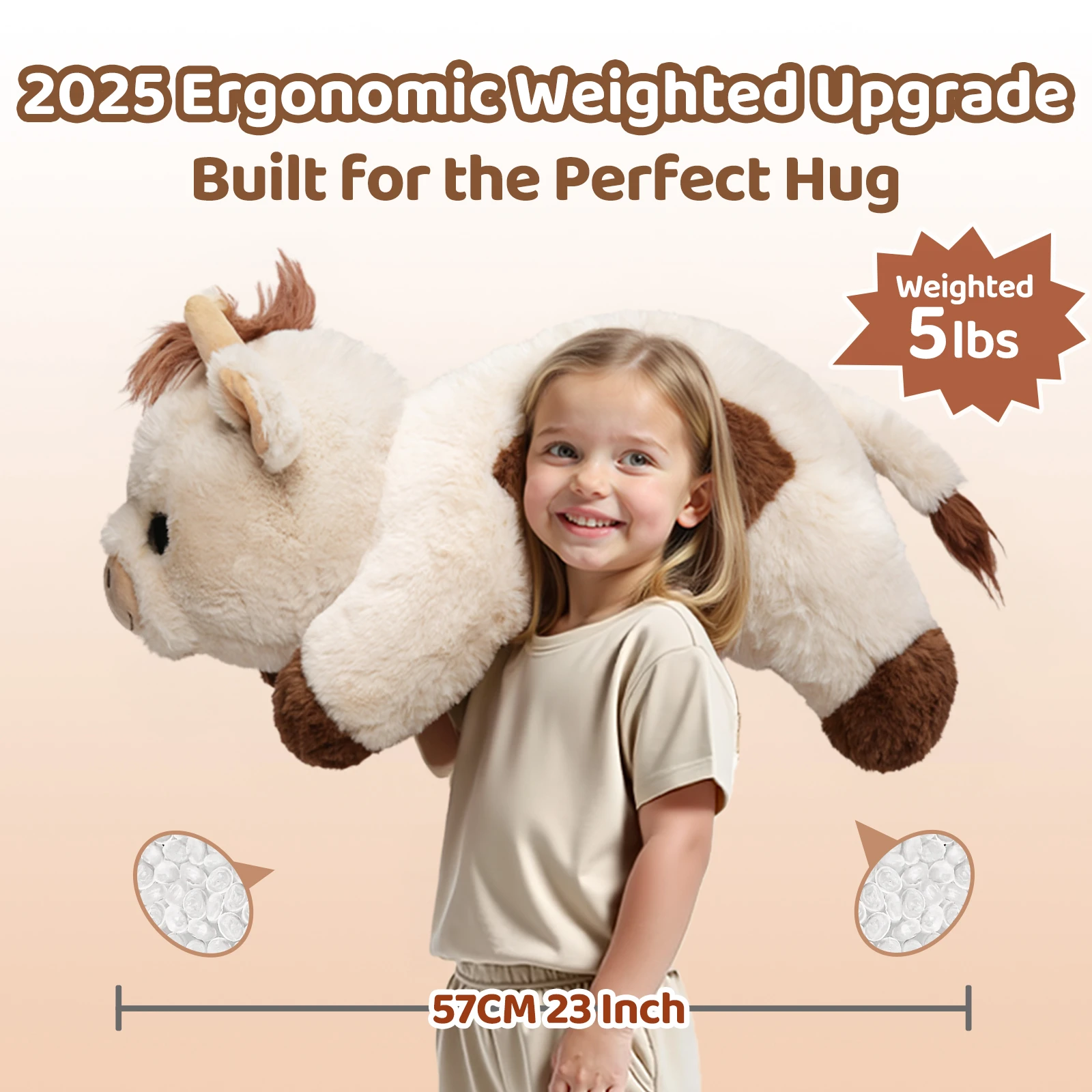 MeWaii® 5lbs Cow Weighted Stuffed Animal – Microwavable Plush Heating Pad for Removable Inner Pad, Best Gift Kids & Adults