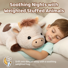 MeWaii® 5lbs Cow Weighted Stuffed Animal – Microwavable Plush Heating Pad for Removable Inner Pad, Gift for Kids & Adults