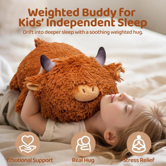 MeWaii® 4lbs Highland Cow Weighted Stuffed Animal – Calming Hug Plush for Stress Relief & Sleep, Soft Gift for Kids & Adults