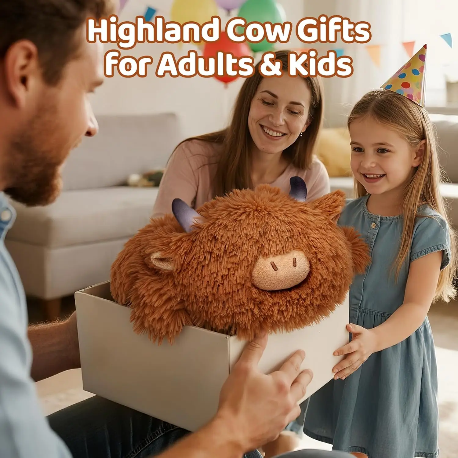 MeWaii® 4lbs Highland Cow Weighted Stuffed Animal – Calming Hug Plush for Stress Relief & Sleep, Soft Gift for Kids & Adults