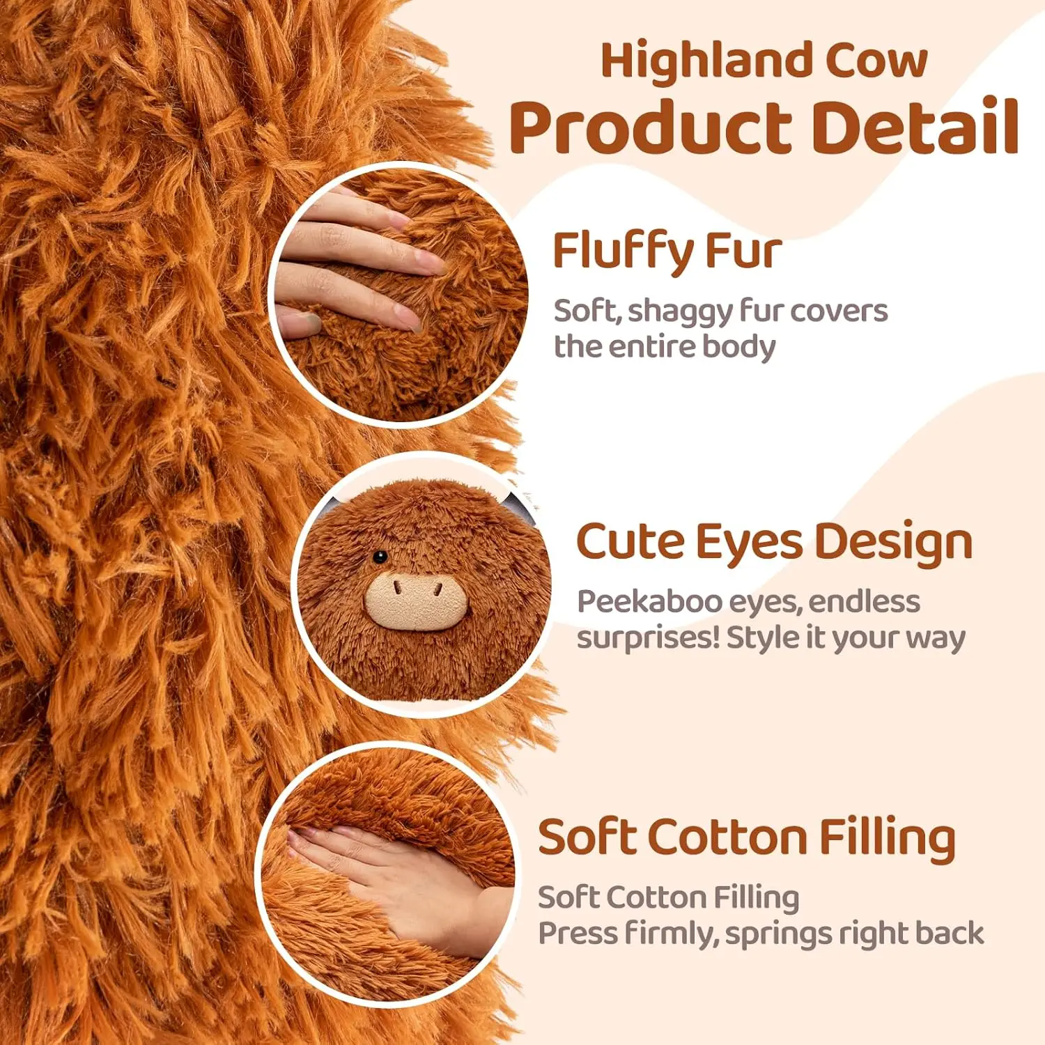 MeWaii® 4lbs Highland Cow Weighted Stuffed Animal – Calming Hug Plush for Stress Relief & Sleep, Soft Gift for Kids & Adults