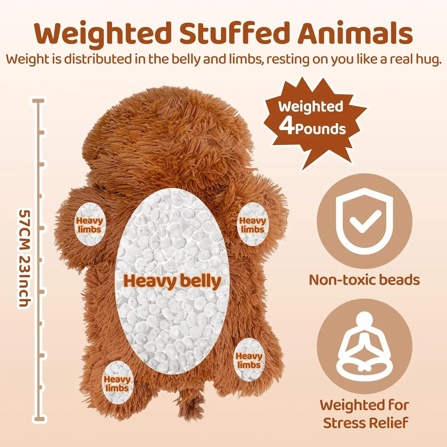 MeWaii® 4lbs Highland Cow Weighted Stuffed Animal – Calming Hug Plush for Stress Relief & Sleep, Soft Gift for Kids & Adults