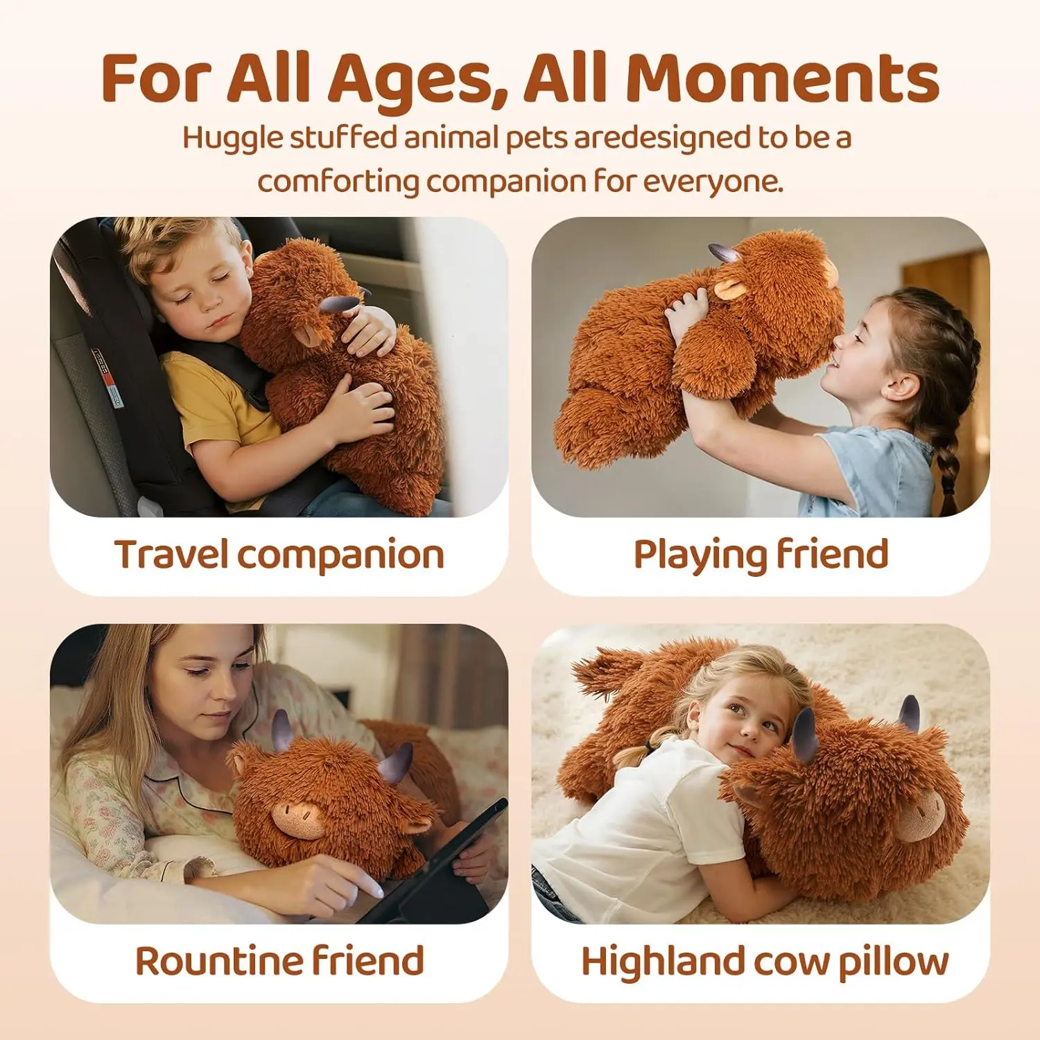 MeWaii® 4lbs Highland Cow Weighted Stuffed Animal – Calming Hug Plush for Stress Relief & Sleep, Soft Gift for Kids & Adults