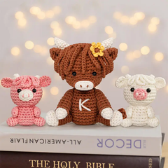 MeWaii® Crochet 3Pcs Highland Cattle Crochet Kit for Beginners with Easy Peasy Yarn