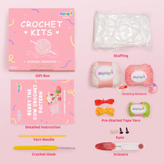 MeWaii® Crochet 3Pcs Highland Cattle Crochet Kit for Beginners with Easy Peasy Yarn