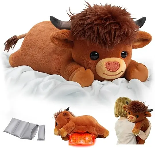 Highland Cow Weighted Plush Cattle Stuffed Animals, Microwavable, Pain Stress Relief, Anxiety, Women Kid Bedtime Best Gift