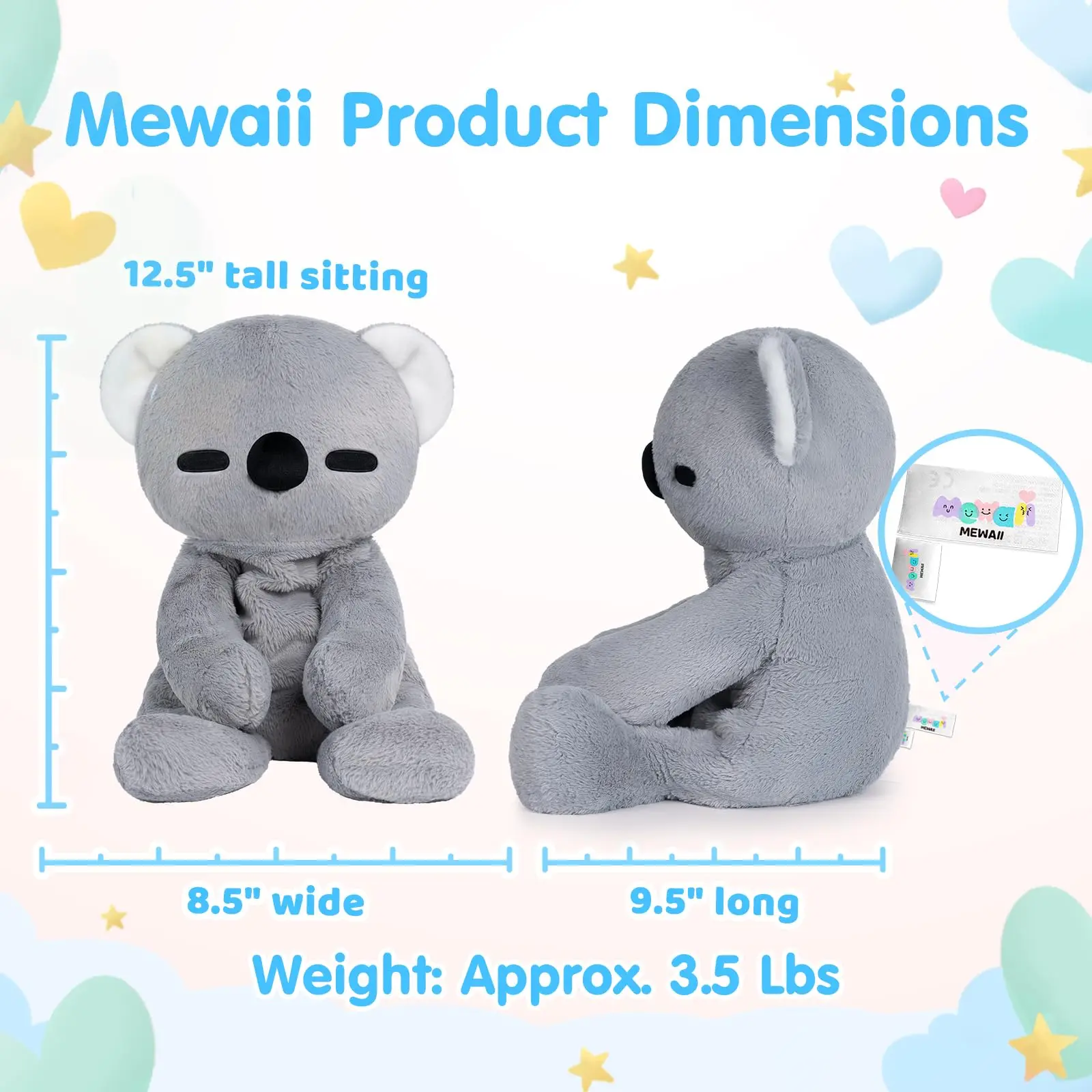 MeWaii® Cute Weighted Stuffed Animals Kawaii Weighted Koala Plush Toys Pillow Squishy Toy 18 inches