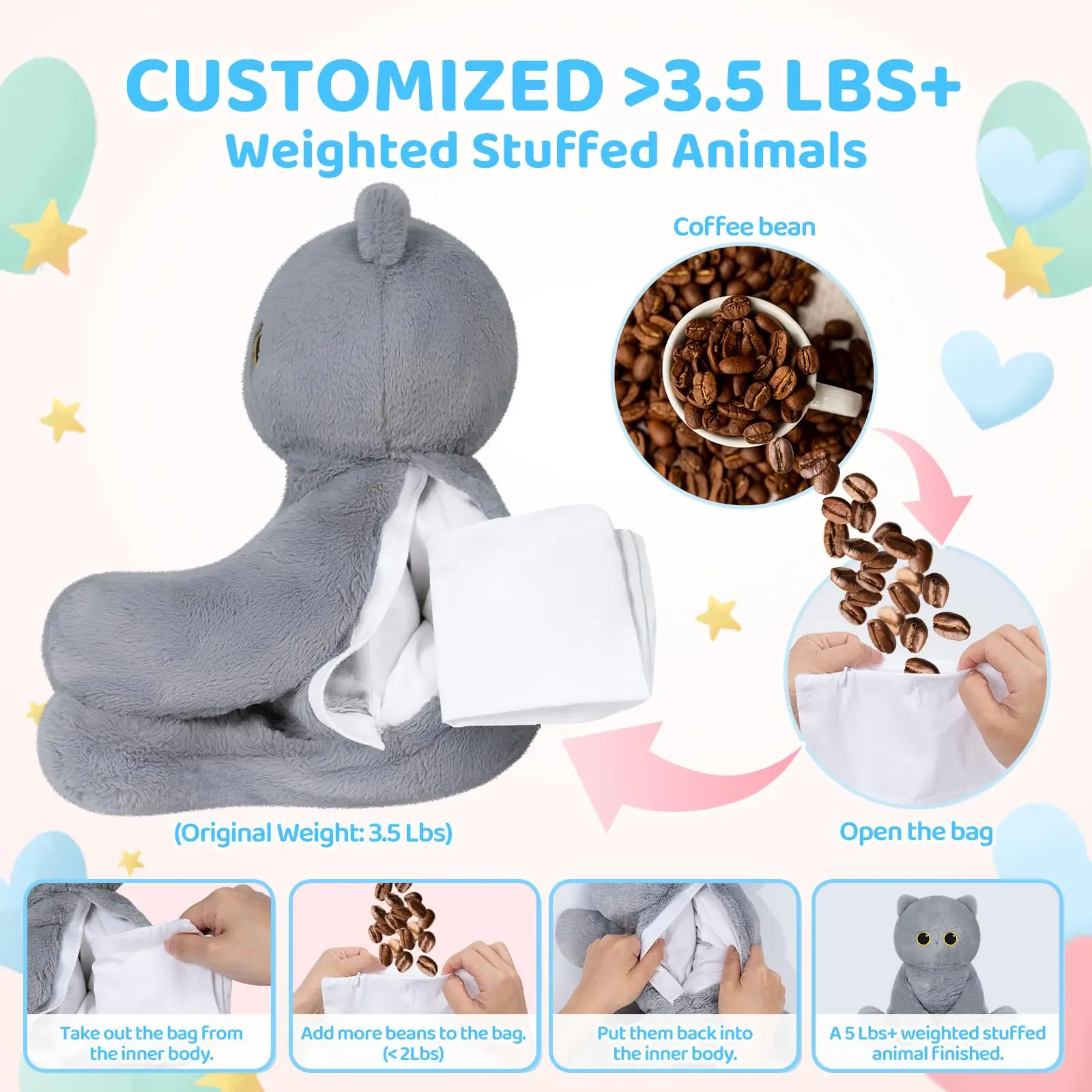 MeWaii® Cute Weighted Stuffed Animals Kawaii Weighted Koala Plush Toys Pillow Squishy Toy 18 inches