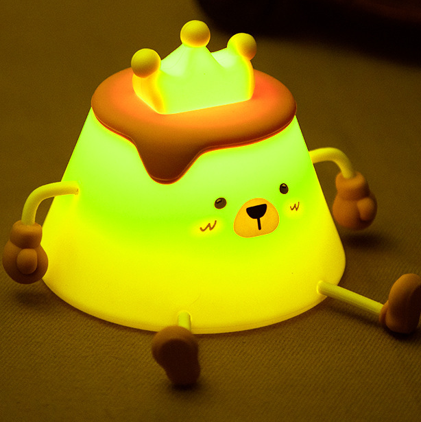 Caramel Pudding Bear Silicone Squishy Night Light Cute LED Lamp Perfect Gift