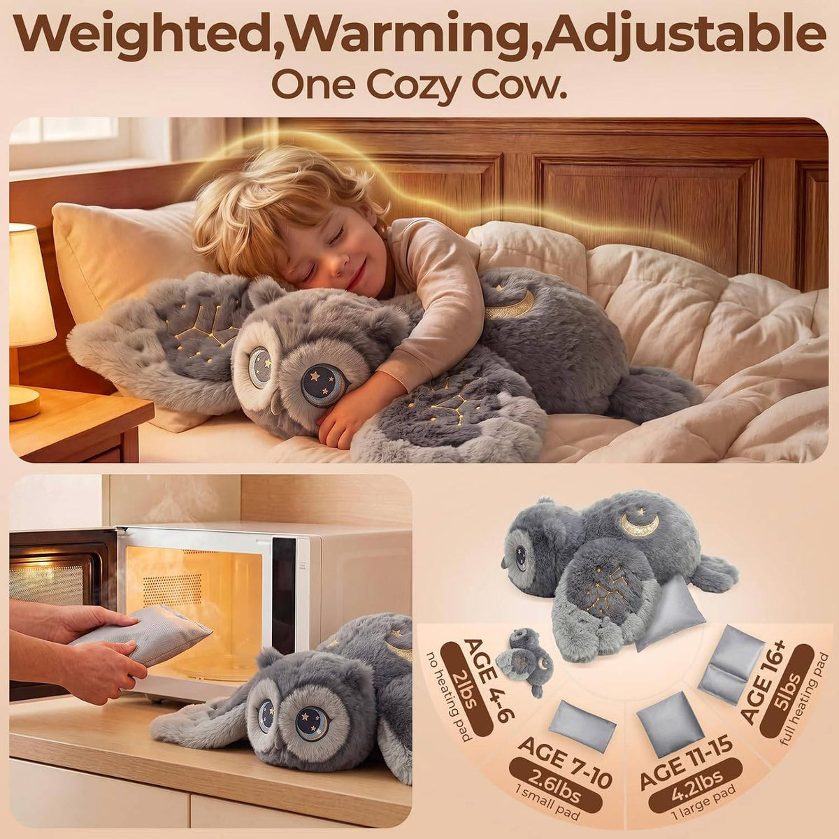 MeWaii® Owl Weighted Stuffed Animal with Microwavable Heating Pad 2026