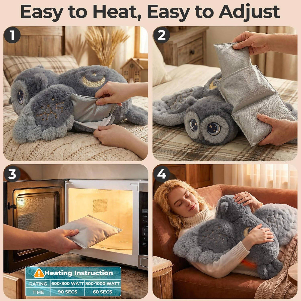 MeWaii® Owl Weighted Stuffed Animal with Microwavable Heating Pad 2026